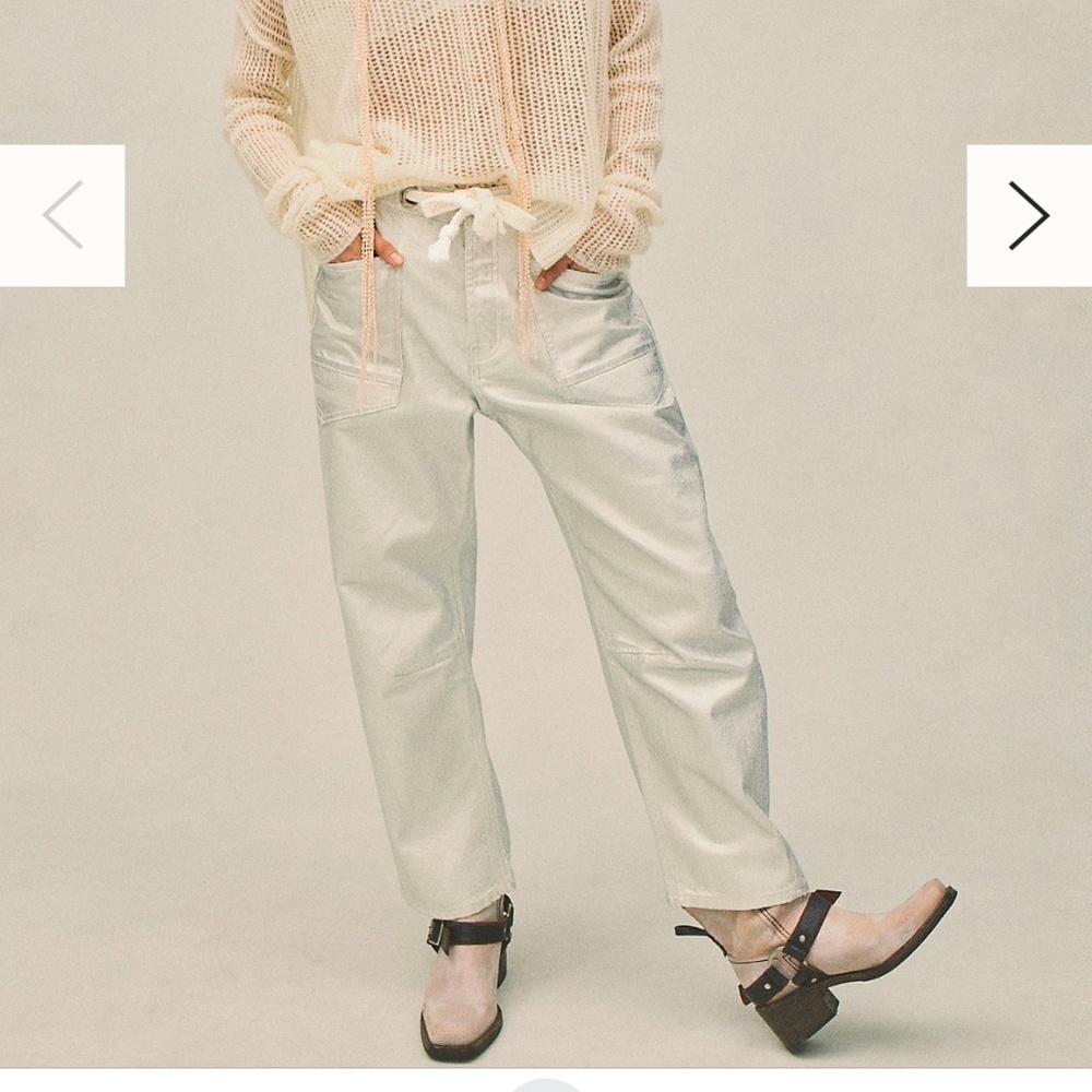 Free People Moxie Jeans in Pinball Silver 24 NWT